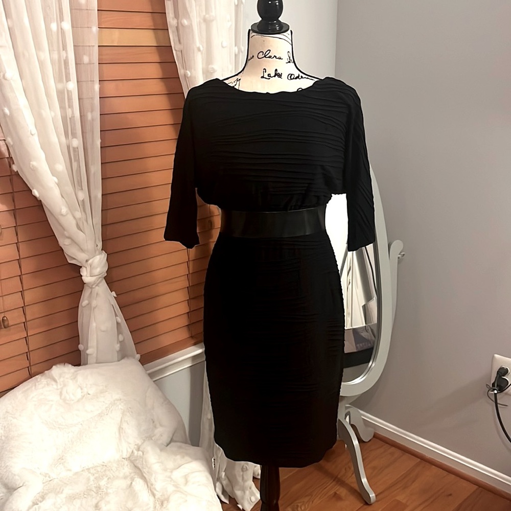 Black dress with faux leather middle
